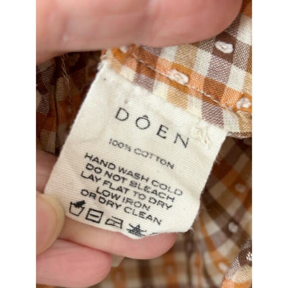 DOEN The Jane Blouse Orange Meringue Plaid Print S - Picture 6 of 9